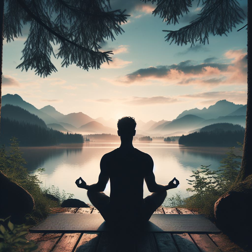 man sitting on floor being calm