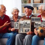 group of elderly people talking about past sporting memories