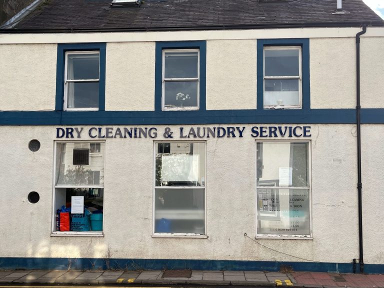 Shop front of dry cleaning and laundry services in Haddington