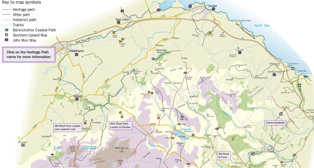 Map of walks in the Lammermuirs