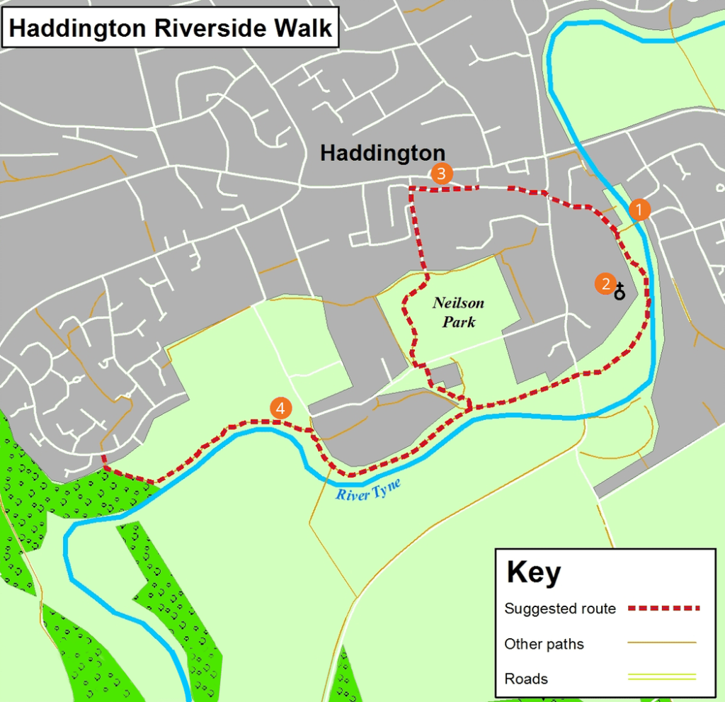 Map of walk around Haddington