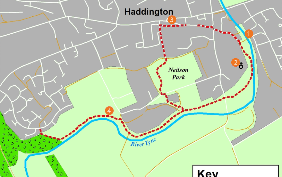 Map of walk around Haddington