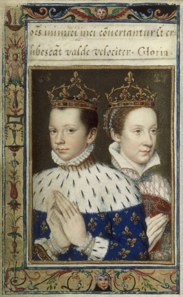 The king and his spouse Mary Stuart, Queen of Scots (painted around 1558). (Bibliothèque Nationale de France)